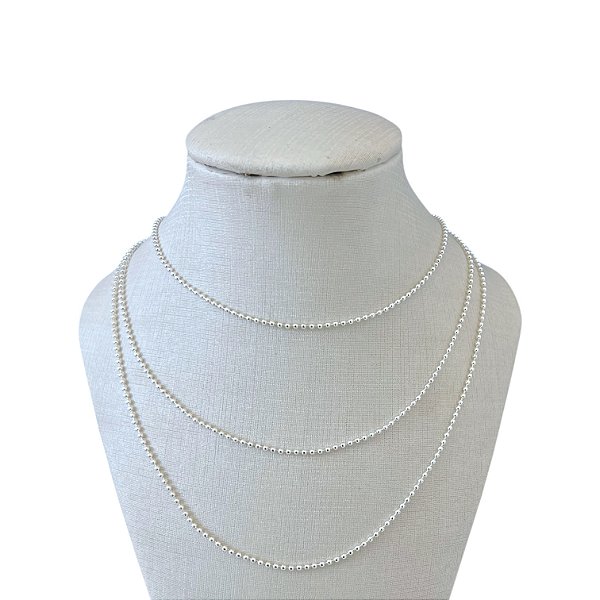 Colar Triplo Folheado Prata 925 Bolinhas