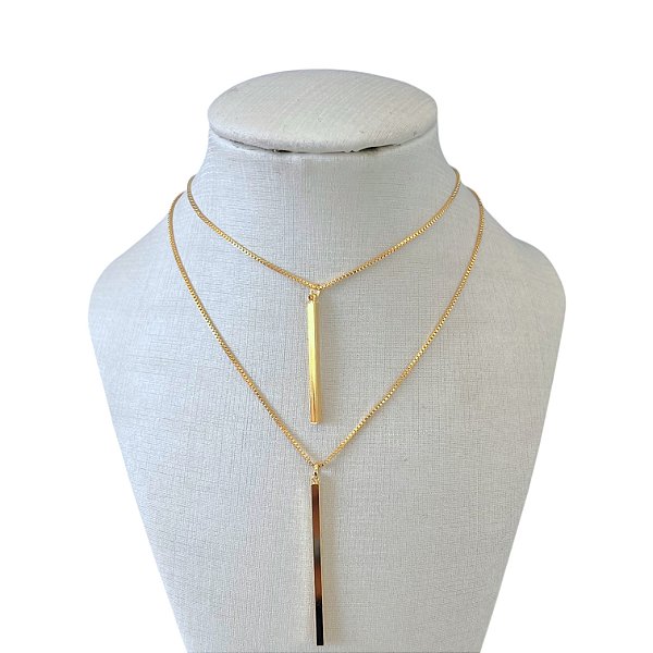 Colar Duplo Folheado Ouro 18k Palitos