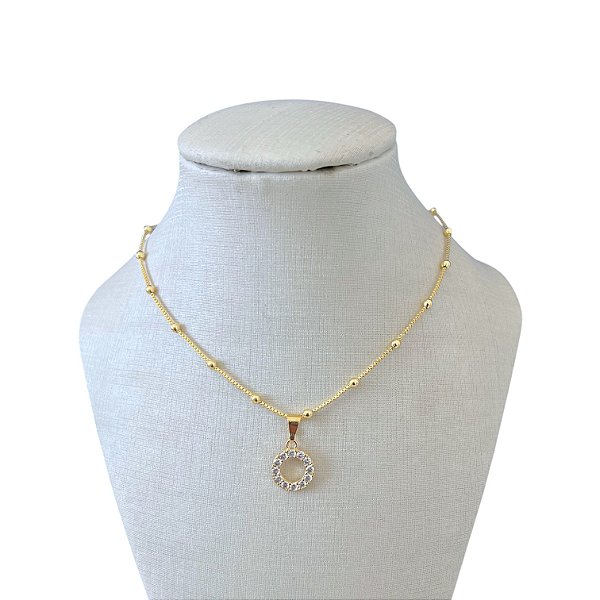 Choker Folheada Ouro 18k Bolinhas Mandala Cravejada