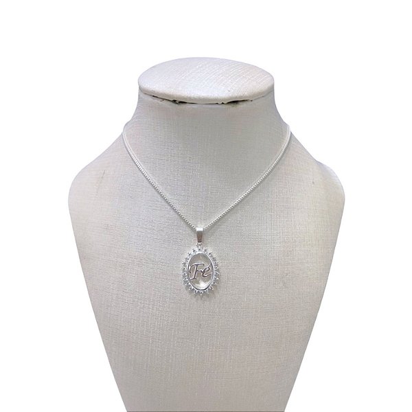 Colar Folheado Ouro 18k Fé Cravejada