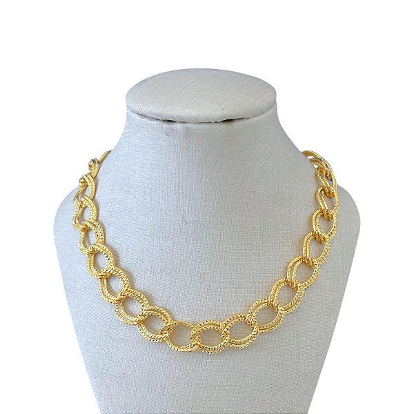 Choker Folheada Ouro 18k Elos Grosso