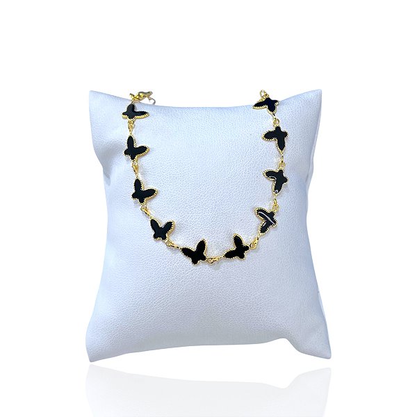 Pulseira Folheada Ouro 18k e Prata 925 Borboletas Resina
