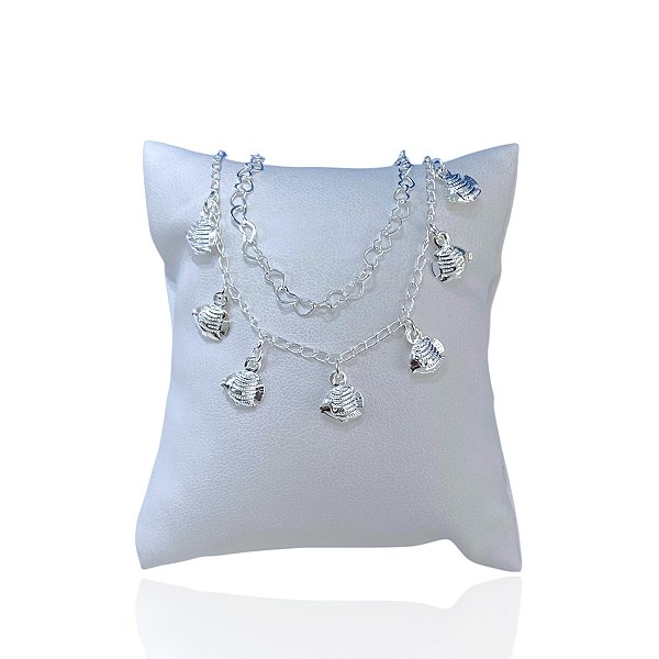 Pulseira Folheada Prata 925 Dupla Peixes