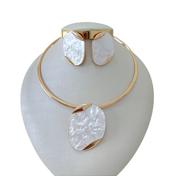 Conjunto Aro Bijuteria Madrepérola Orgânico