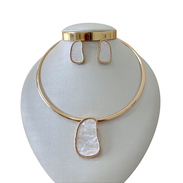 Conjunto Aro Bijuteria Madrepérola Orgânico