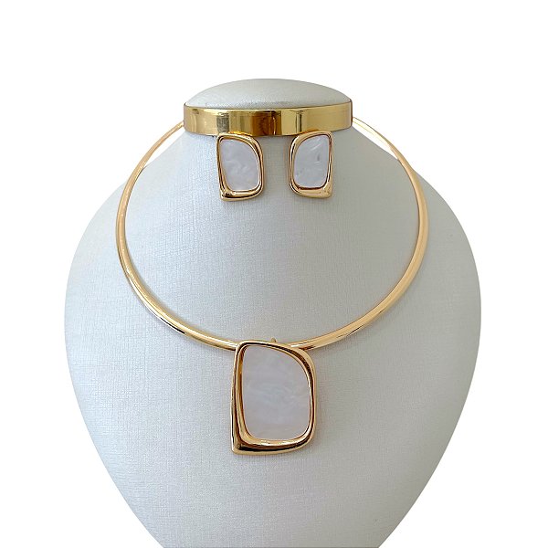 Conjunto Aro Bijuteria Madrepérola Orgânico