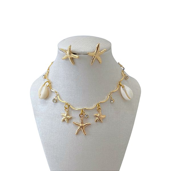 Conjunto Folheado Ouro 18k Sereismo Estrela do Mar