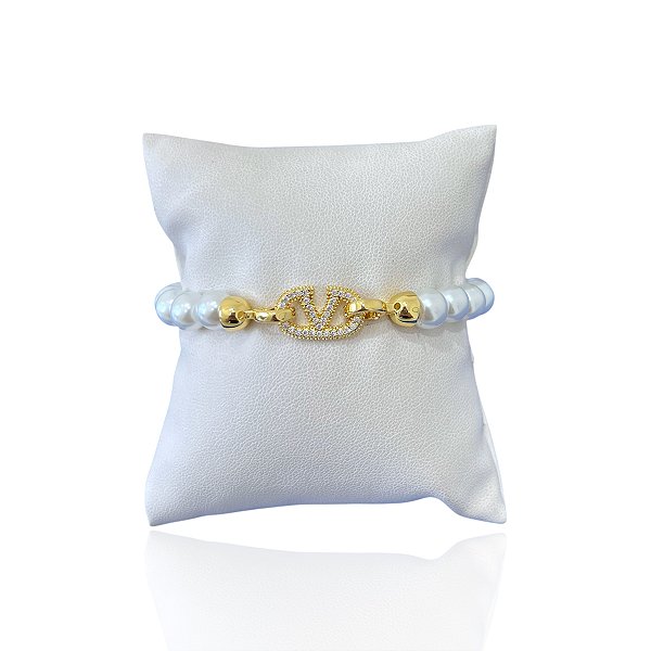 Pulseira Folheada Ouro 18k e Prata 925 Inspired Pérolas