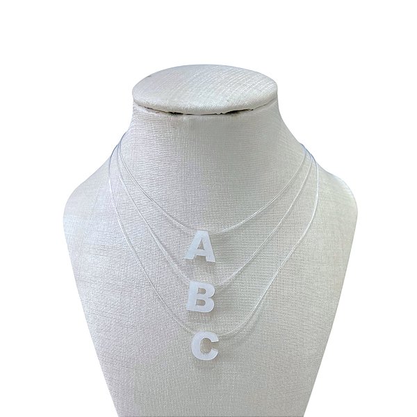 Colar Folheado Ouro 18k Fio de Silicone Letra Inicial