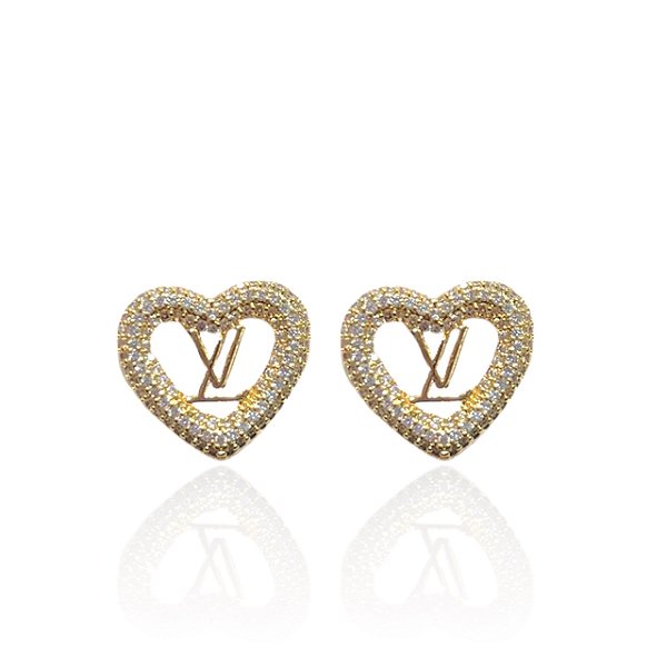 Brinco Folheado Ouro 18k e Prata 925 Coração Inspired Cravejado