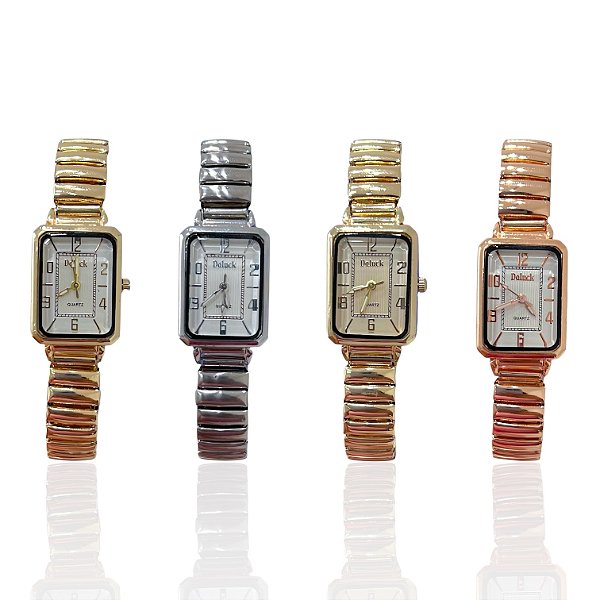 Relógio Aço Feminino Mini Quadrado