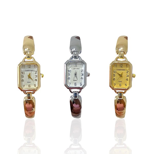 Relógio Aço Feminino Bracelete Quadrado