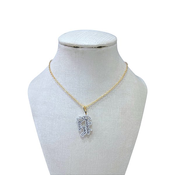 Colar Folheado Ouro 18k Guiada Por Deus Madrepérola