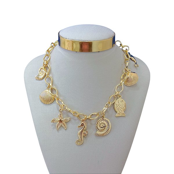 Colar Bijuteria Dourado e Prata Sereismo