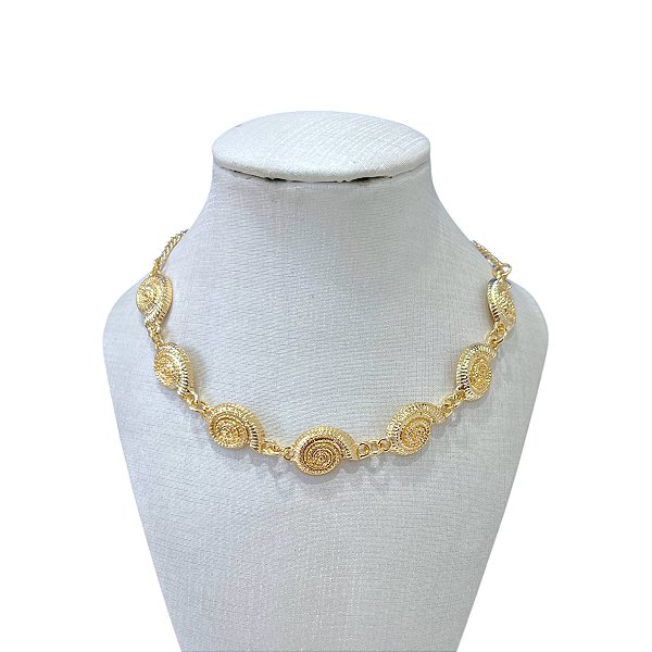 Choker Bijuteria Dourado e Prata Conchas