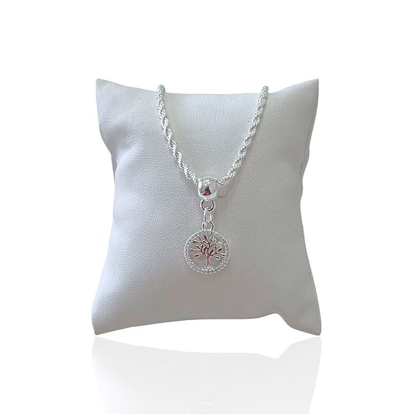 Pulseira Folheada Prata 925 Cordão Baiano Árvore da Vida Cravejada