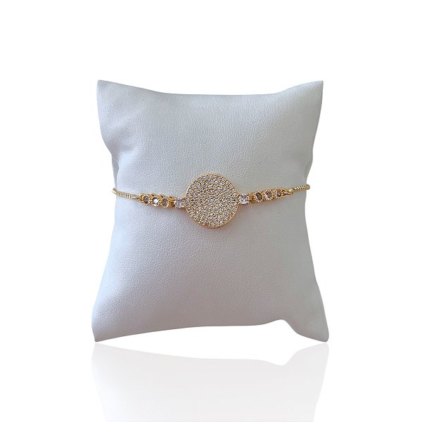 Pulseira Folheada Ouro 18k e Prata 925 Shambala Mandala Cravejada