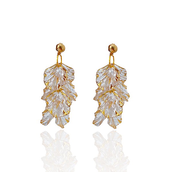 Brinco Bijuteria Dourado Conchas