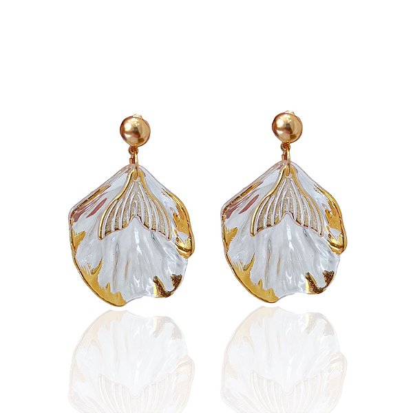 Brinco Bijuteria Dourado Concha Cauda de Sereia