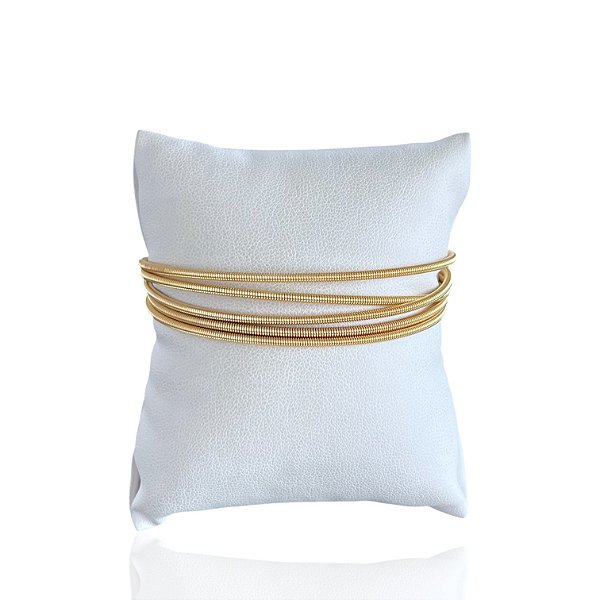 Pulseira Folheada Ouro 18k e Prata 925 Corda de Violão Fecho imã