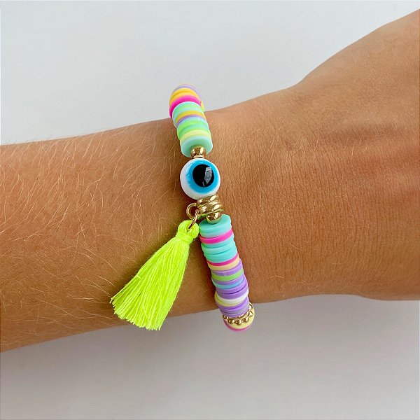 Pulseira Discos Olho Grego