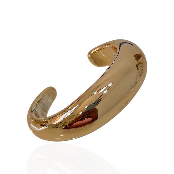 Bracelete Bijuteria Dourado e Prata Abaulado Liso