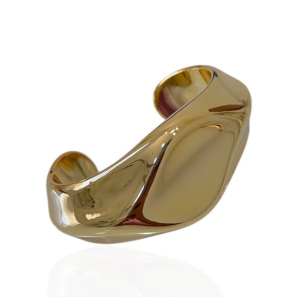 Bracelete Bijuteria Dourado e Prata Abaulado Ondulado