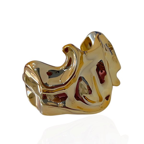 Bracelete Bijuteria Dourado e Prata Abaulado Martelado