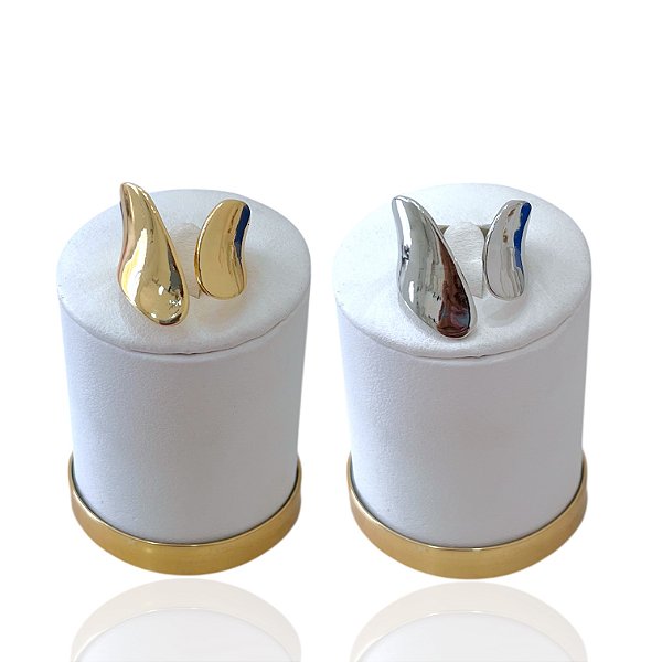 Anel Ajustável Bijuteria Dourado e Prata Orgânico Chapeado