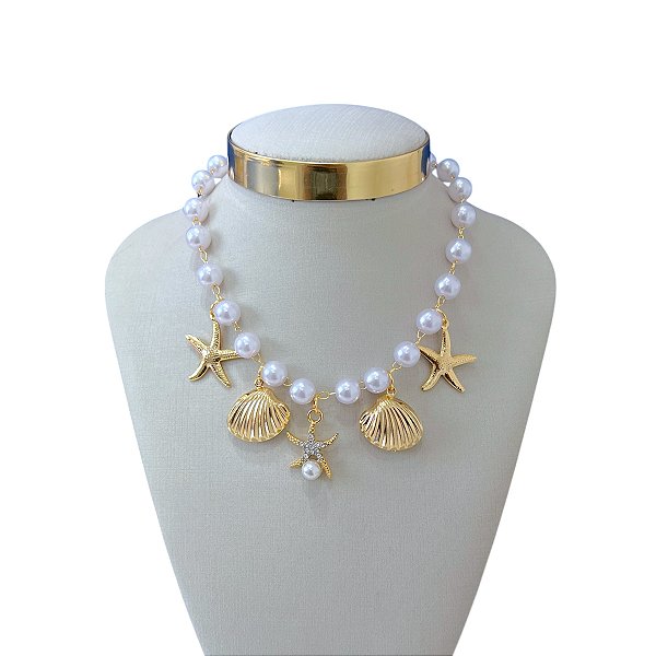 Colar Folheado Ouro 18k Sereismo Pérolas