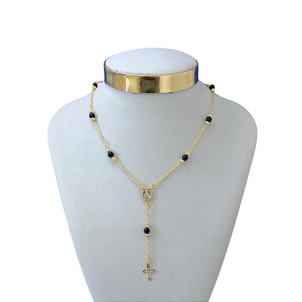Colar Folheado Ouro 18k Terço Nossa Senhora