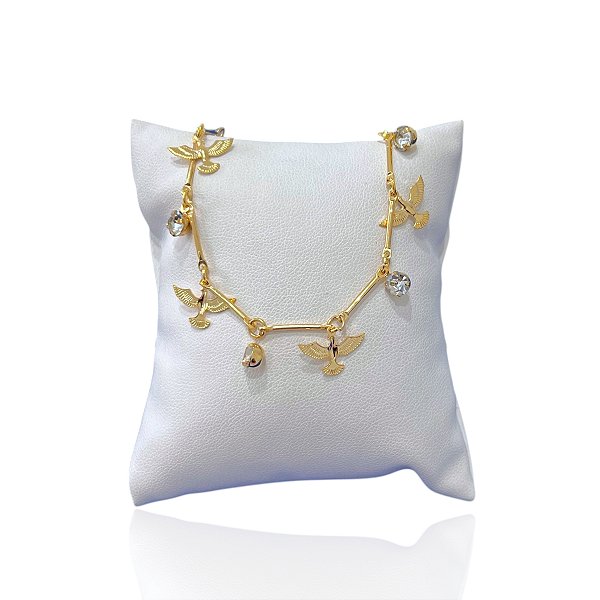 Pulseira Folheada Ouro 18k Espírito Santo Ponto de Luz