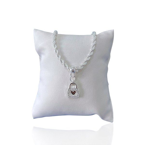 Pulseira Folheada Prata 925 Cordão Baiano Bolsa Cravejada