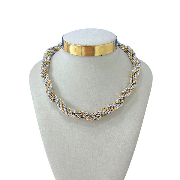 Colar Bijuteria Cordão Baiano Dois Banhos