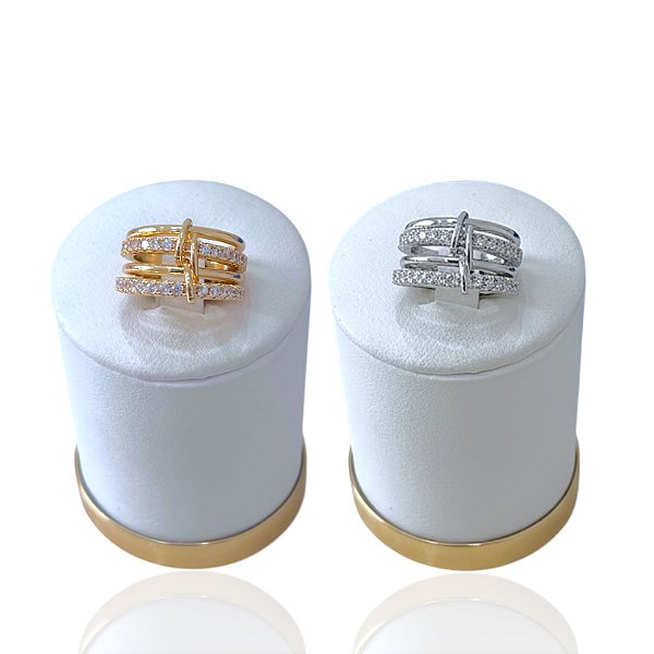 Anel Numeração Bijuteria Dourado e Prata kit 4 Voltas Cravejada