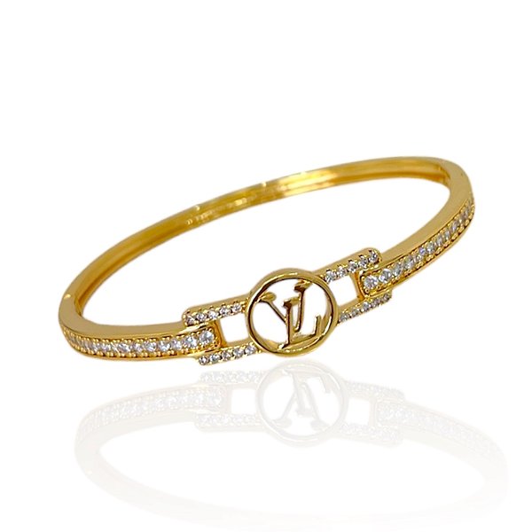 Bracelete Folheado Ouro 18k e Prata 925 Inspired LV Cravejado