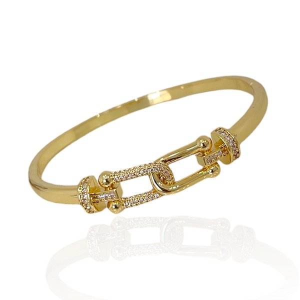 Bracelete Folheado Ouro 18k e Prata 925 Inspired Elos Cravejado