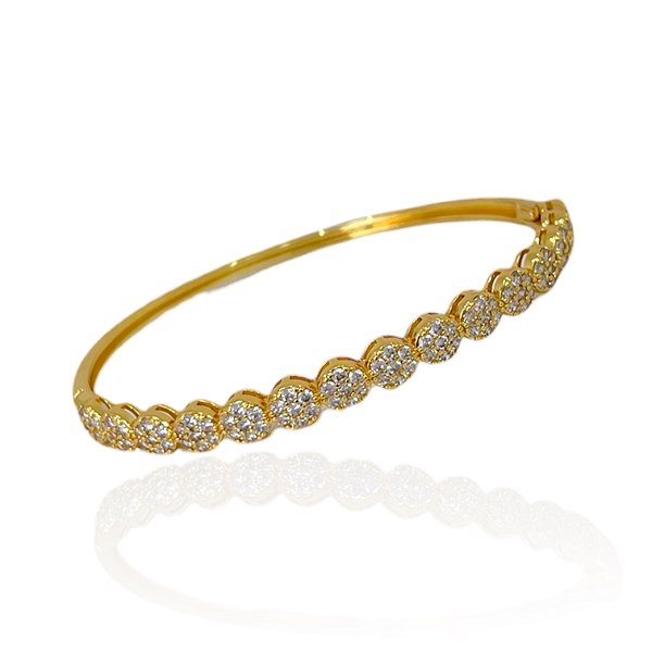 Bracelete Folheado Ouro 18k e Prata 925 Redondo Cravejado