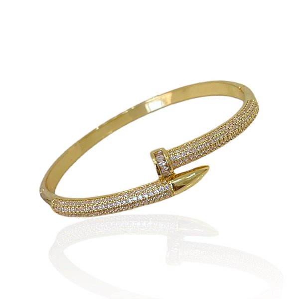 Bracelete Folheado Ouro 18k e Prata 925 Inspired Prego Cravejado