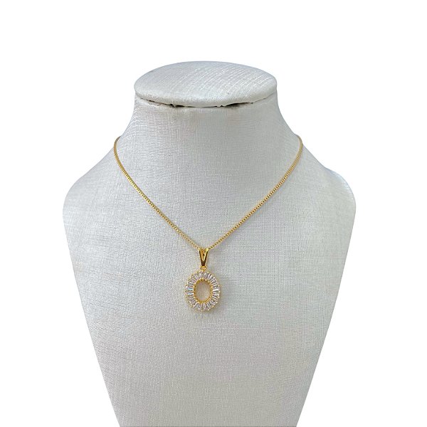 Colar Folheado Ouro 18k Mandala Cravejada