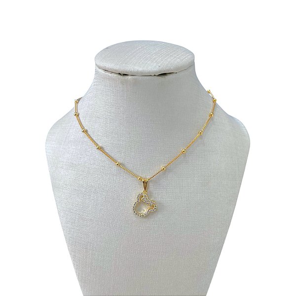 Colar Folheado Ouro 18k Bolinhas Mickey Cravejado