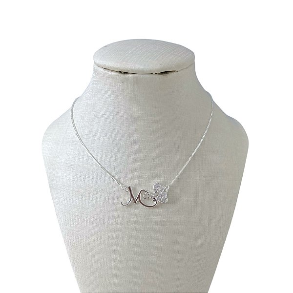 Colar Folheado Prata 925 Mãe Cravejado