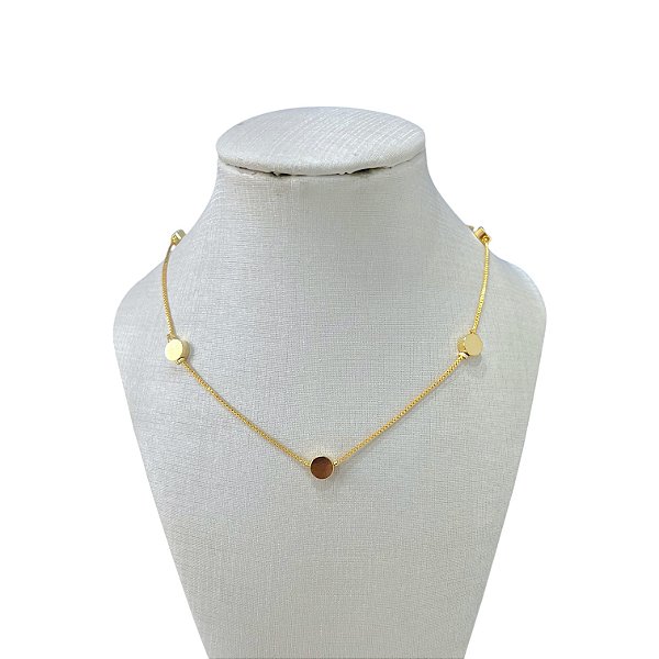 Choker Folheada Ouro 18k Bolinhas