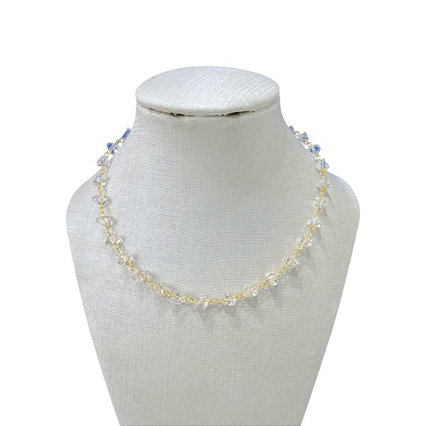 Colar Folheado Ouro 18k Cristais