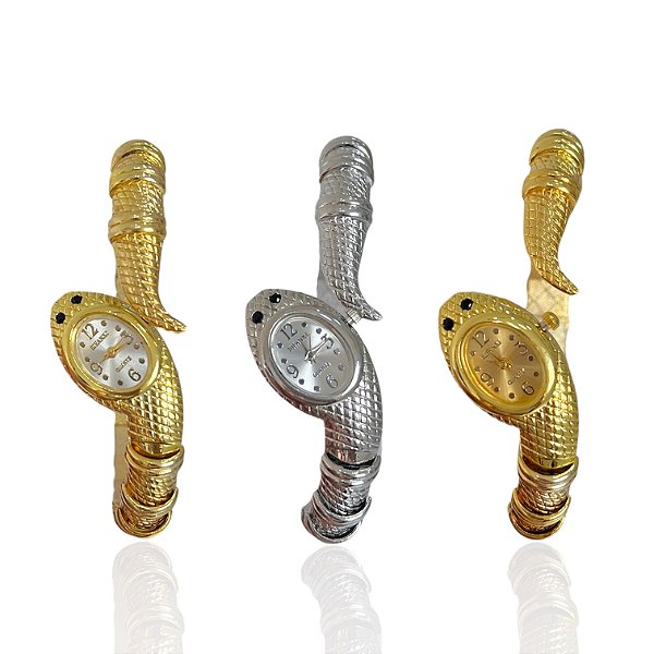 Relógio Aço Feminino Bracelete Inspired Serpente