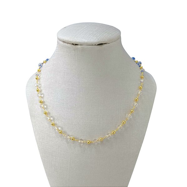 Colar Folheado Ouro 18k Bolinhas Cristais
