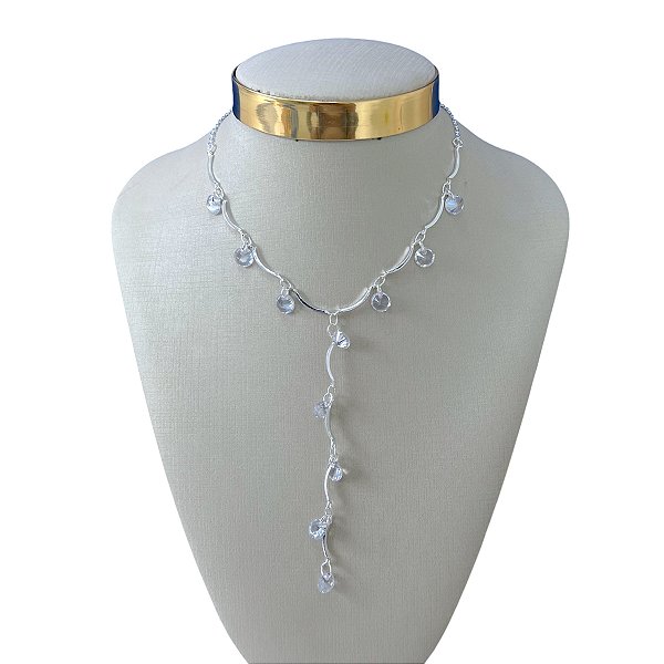 Colar Folheado Prata 925 Gravatinha Ponto de luz