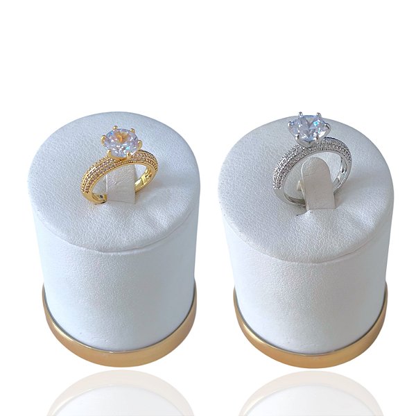 Anel Numeração Bijuteria Dourado e Prata Aparador Cravejado