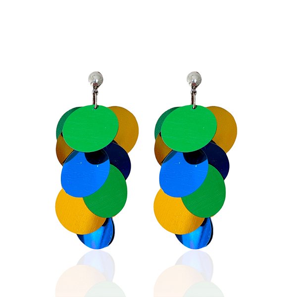 Brinco Lantejoulas Redondo Brasil