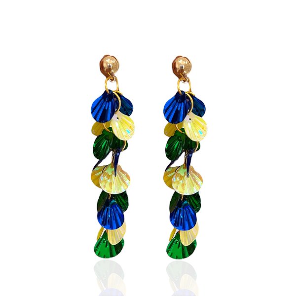 Brinco Lantejoulas Conchas Brasil